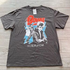Bowie‎ Mens Charcoal Gray 1972 Concert Tour T Shirt Size XL NWT